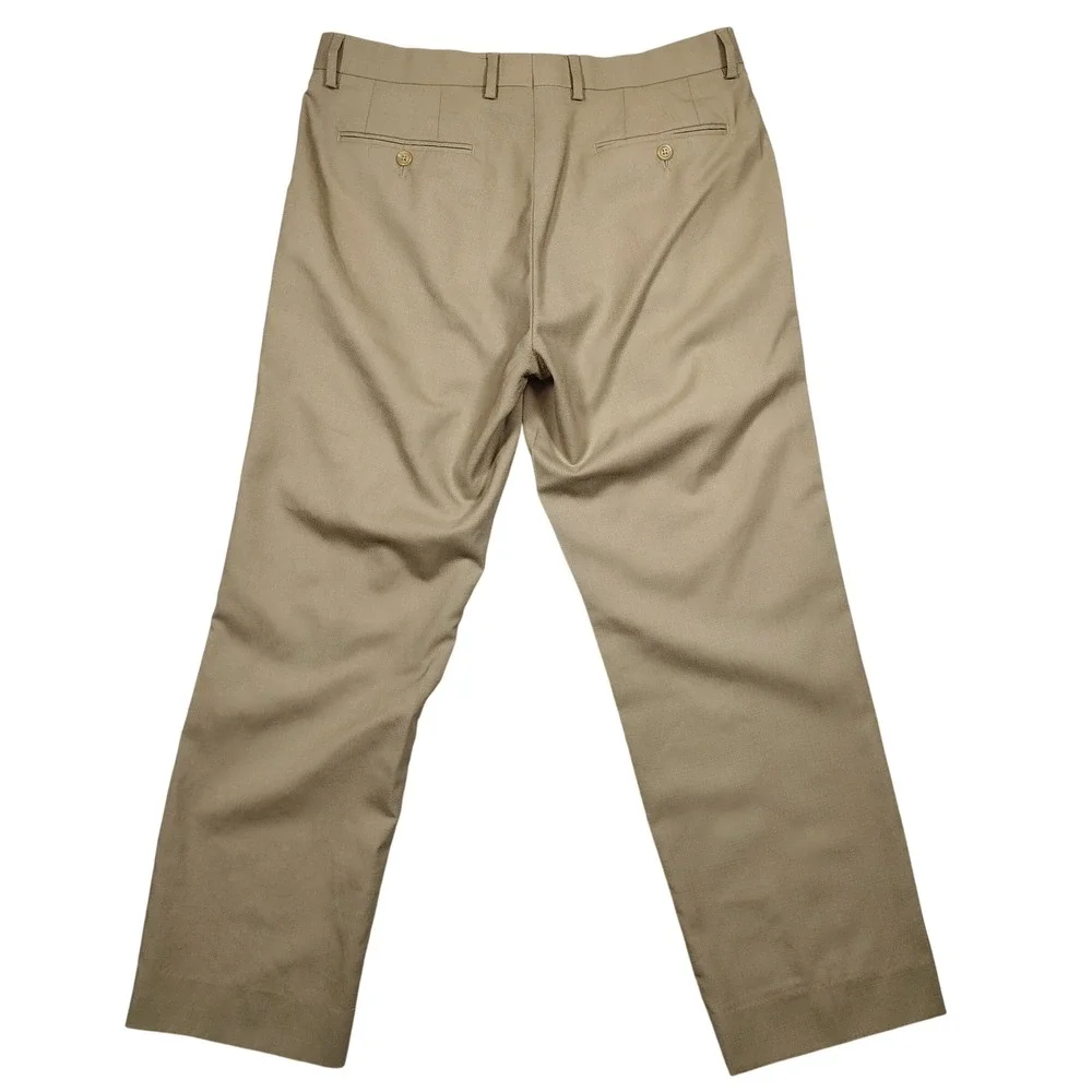 Lauren Ralph Lauren Dress Pants Mens 33x27 Tan Slim Fit Solid 100% Wool